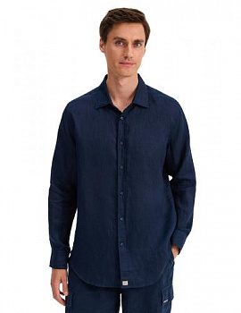 РУБАШКА NORVEG LINEN МУЖСКАЯ SLIM ЦВЕТ ТЕМНО-СИНИЙ