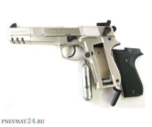 Пистолет пневм. Walther СР 88 (никель с чёрн. пласт. накладками)