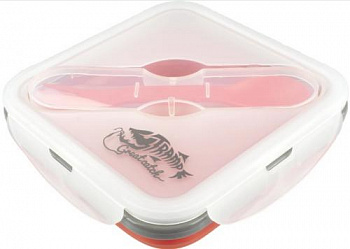 Контейнер Tramp силиконовый с ловилкой (оливковый, 400мл)