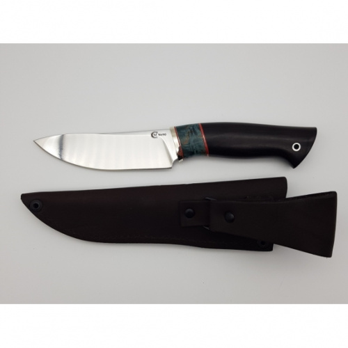 Нож Кайман,ст.690,мельхиор,стаб.кар.бер.,черное дерево