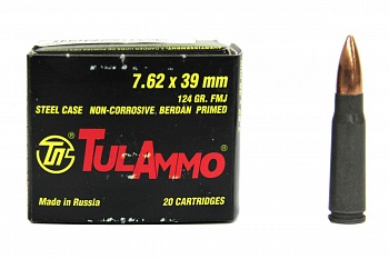 Патрон к.7,62х39 12,4гр FMJ ТПЗ 1уп/20шт