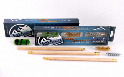 Набор для чистки ShotTime кал.12, для гладк.оружия, деревянный шомпол + 3 ерша