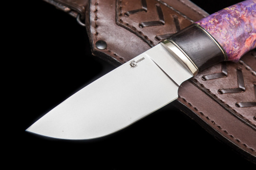 Нож Разделочный,ст.М398,мельхиор,стаб.кап клена