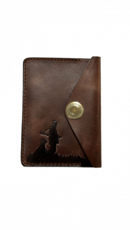 Обложка для охотничьих документов MINI (Коричневый, Охотник с собакой)