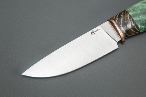 Нож Сокол,ст. S390,макумэ ганэ,зуб мамонта,кап.клена,форм.ножны