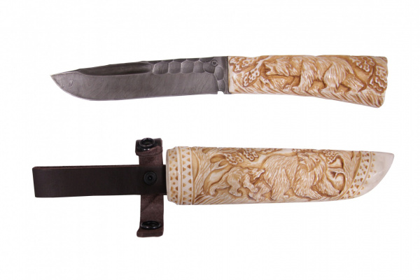 Нож Путник, дам.ст.,кость,чехол кость