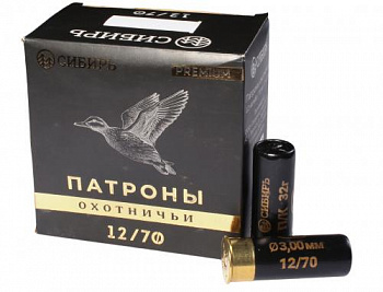 Патрон к.12х70 №5 б/к Сибирь Premium Азот 32г1уп/25шт