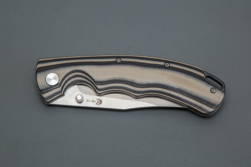 Нож Таежник, складной ст.VG10, рук.G10 (черно-серая)