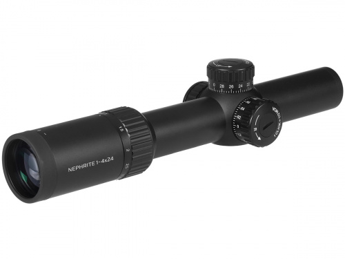 Прицел Gaut Nephrite 1-4х24, сетка 60, подстветка красная, 30мм, 1/2 МОА