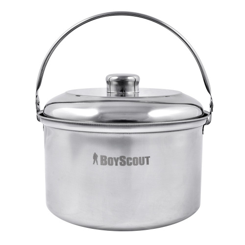 Котелок походный с крышкой, НЕРЖАВЕЮЩАЯ СТАЛЬ, 3л